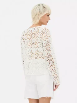 Primark Topy I T-Shirty<Szydełkowa bluzka z długim rękawem