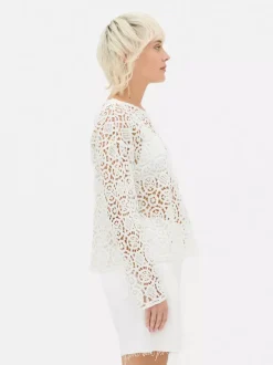 Primark Topy I T-Shirty<Szydełkowa bluzka z długim rękawem