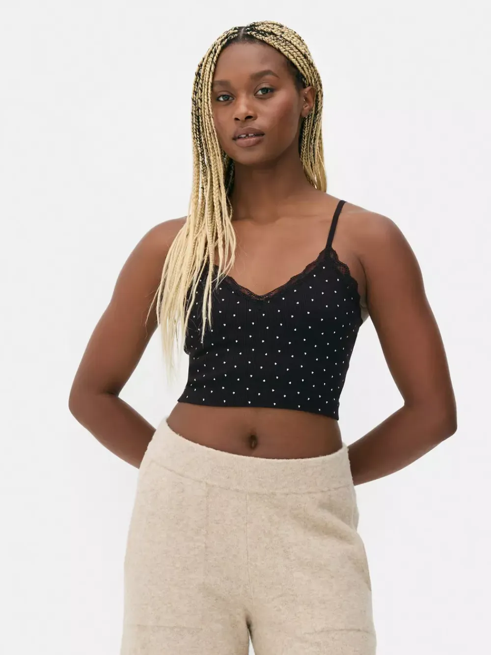 Primark Góry Od Piżamy<Top na ramiączkach z koronkowym obszyciem