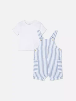 Primark Komplety I Gotowe Stroje<T-shirt i ogrodniczki w paski, komplet