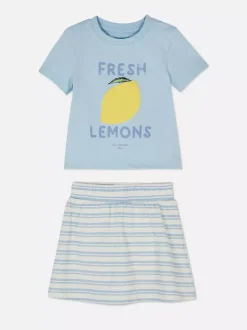Primark Komplety I Gotowe Stroje<T-shirt i spódnico-szorty z nadrukiem, zestaw