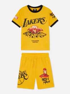 Dzieci Primark Komplety I Gotowe Stroje<T-shirt i szorty z Iron Manem Marvela i NBA Los Angeles Lakers