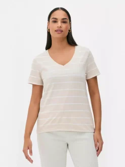 Primark Topy I T-Shirty<T-shirt w paski z dekoltem w serek