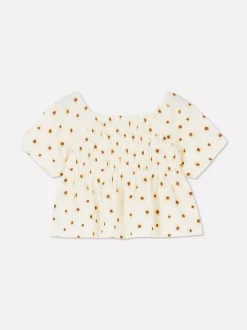 Dzieci Primark Topy I T-Shirty<T-shirt z marszczoną fakturą i motywem słonecznika