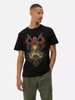 Primark Topy I T-Shirty<T-shirt z motywem Deadpoola i Wolverine Marvela