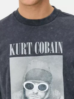 Primark Topy I T-Shirty<T-Shirt z nadrukiem Kurta Cobaina i efektem sprania